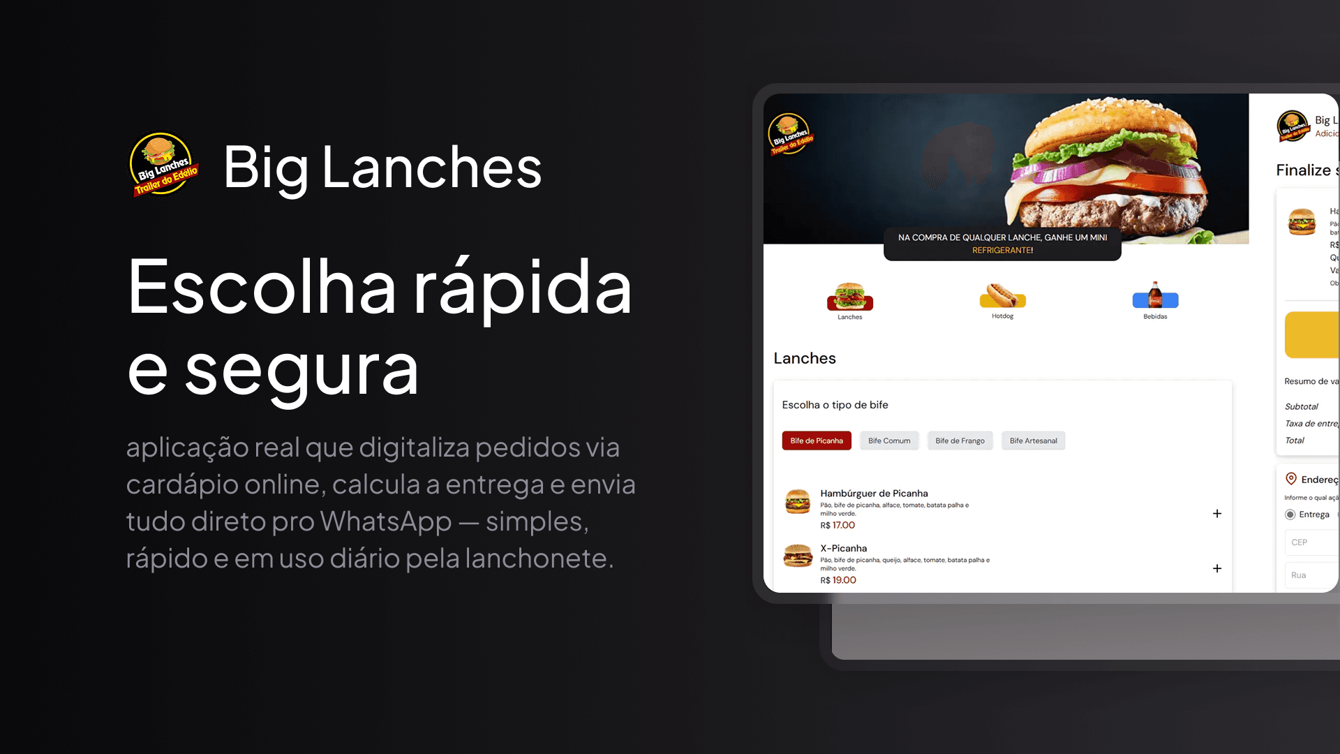 Preview do projeto Big Lanches